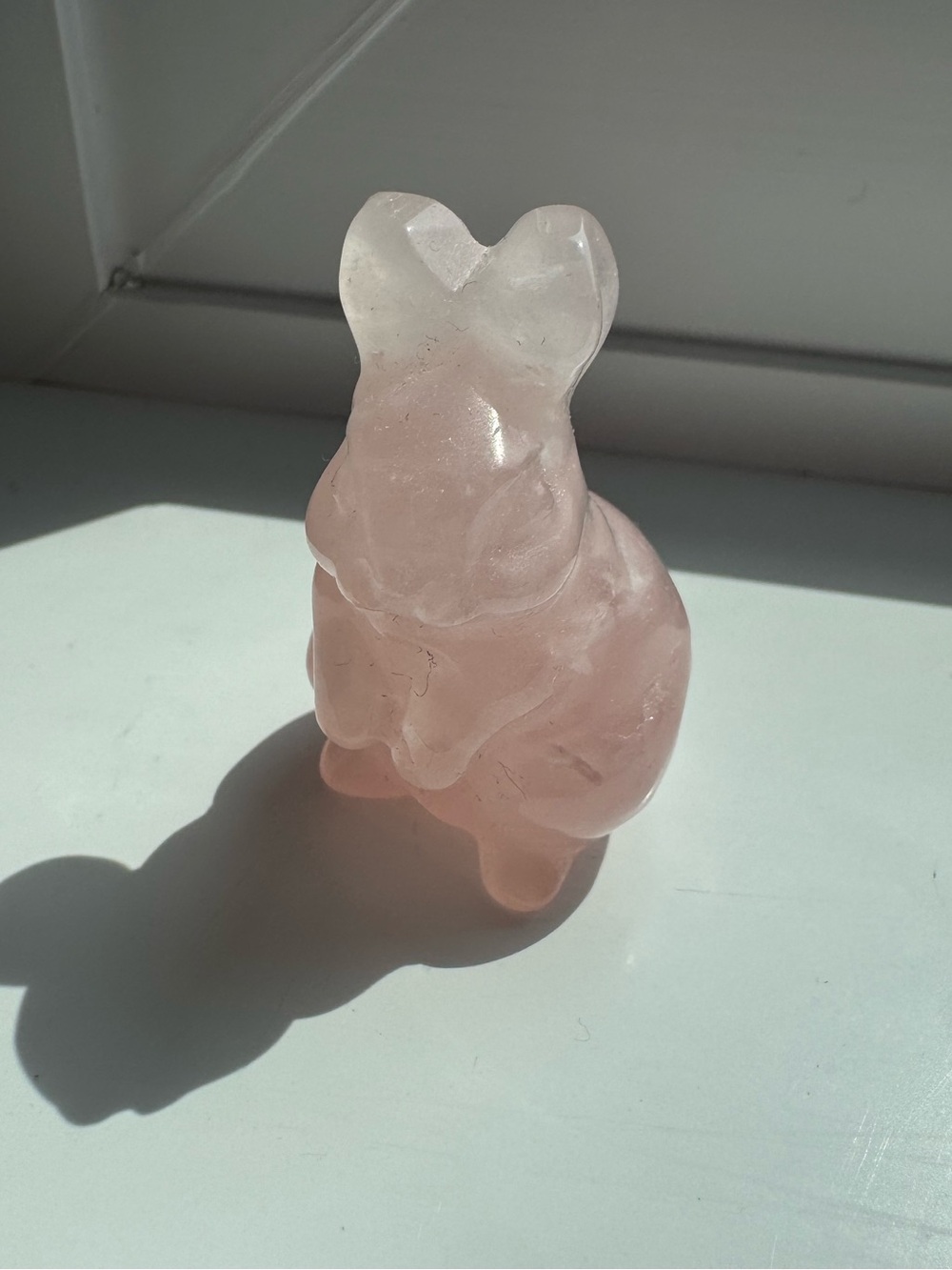 Rose Quartz Bunny Figurine - Soft Pink Crystal Rabbit
